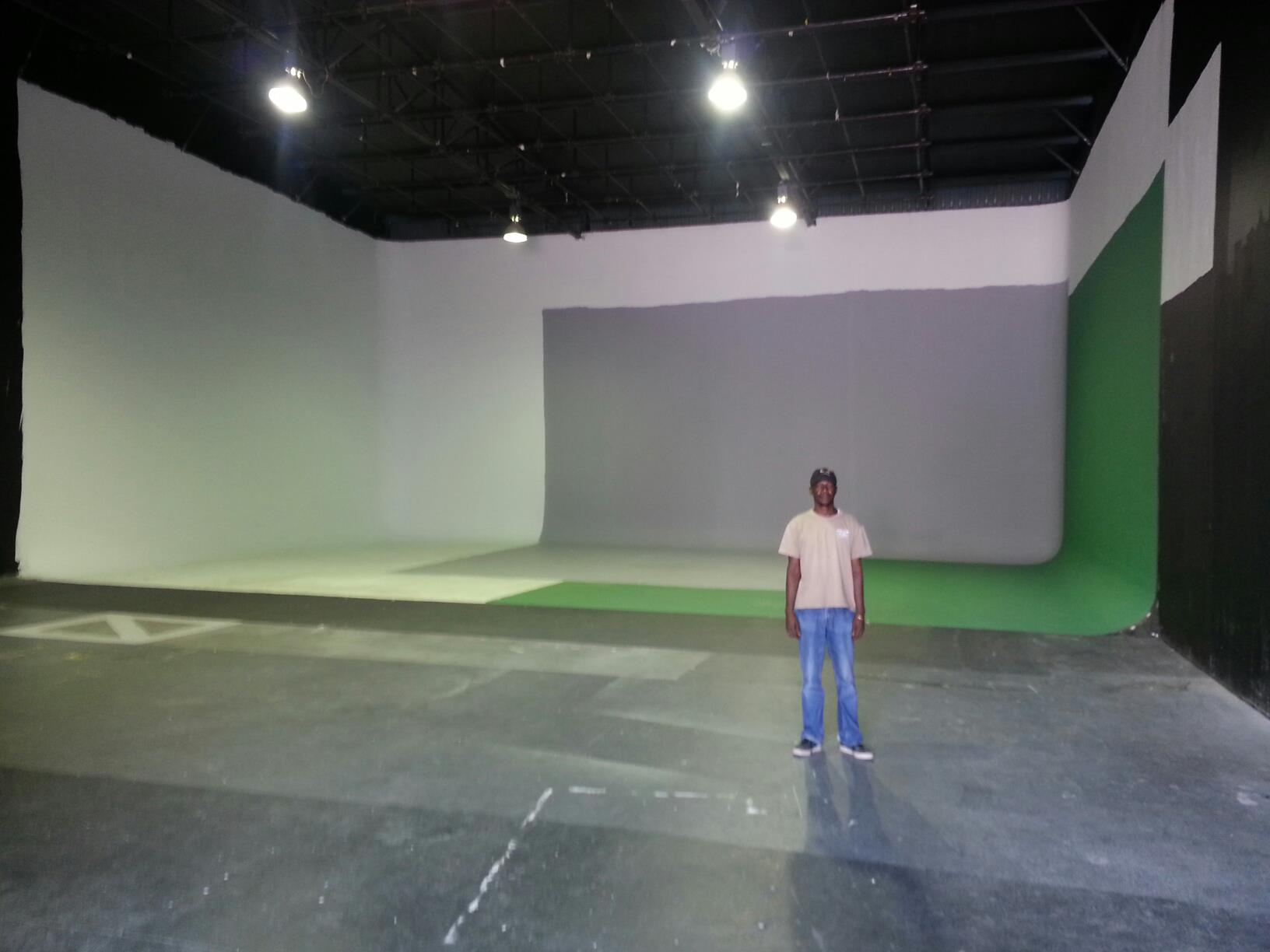 Front-projection proof of concept on a studio cyclorama